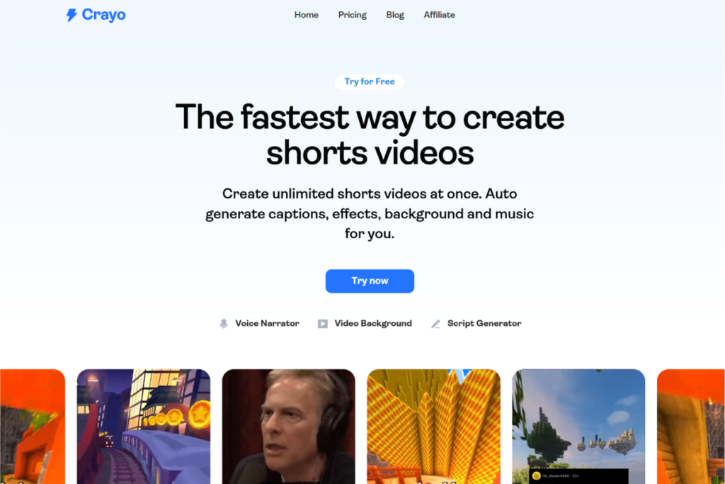 Crayo.ai is the fastest way to make shorts videos.