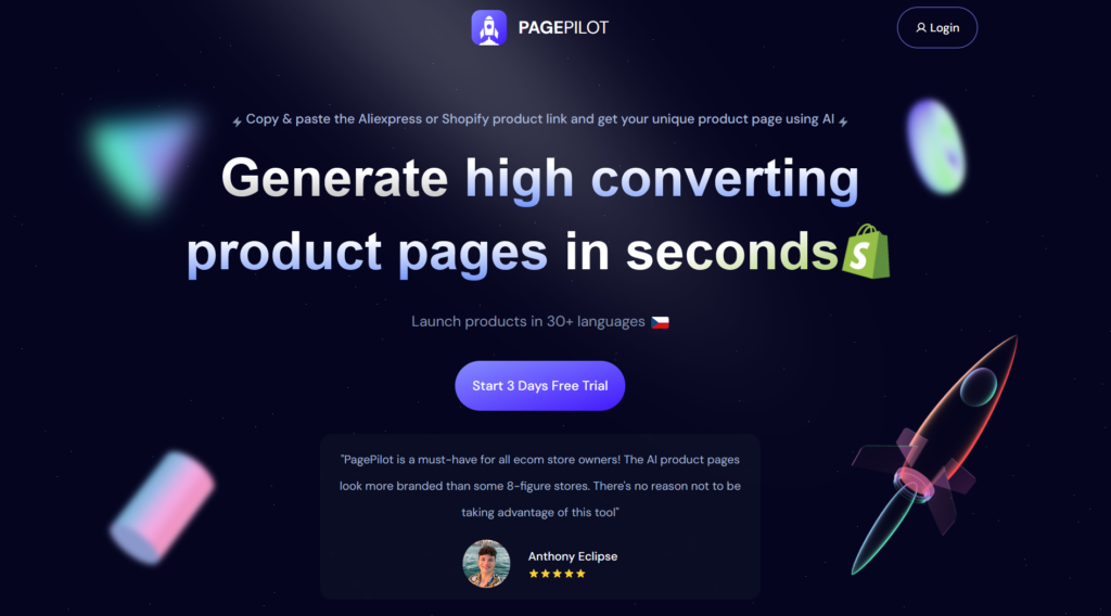 Page Pilot AI can generate product pages in seconds.