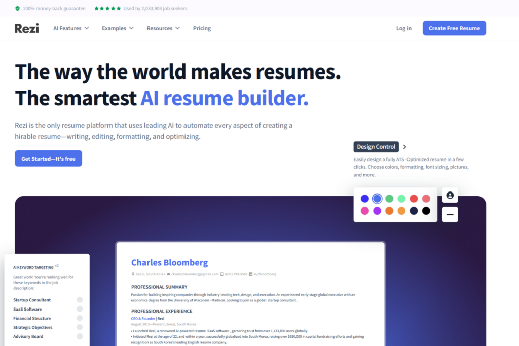 I think Rezi is the best ai resume builders
